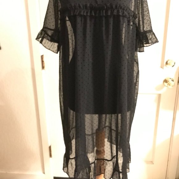 Divided Sheer Black Swiss Dot Dress or Nighty XL - Picture 6 of 7